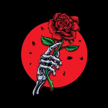 Free Vector | Skeleton hand holding rose vector