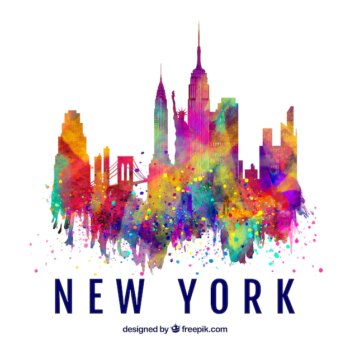 Free Vector | Skyline silhouette of new york city with colors