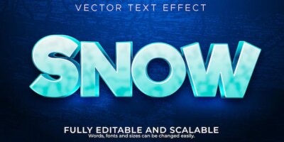 Free Vector | Snow text effect, editable frozen and cold text style