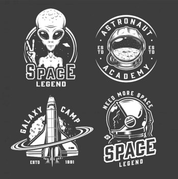 Free Vector | Space and galaxy badges set