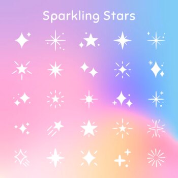Free Vector | Sparkling stars vector icon set in flat style