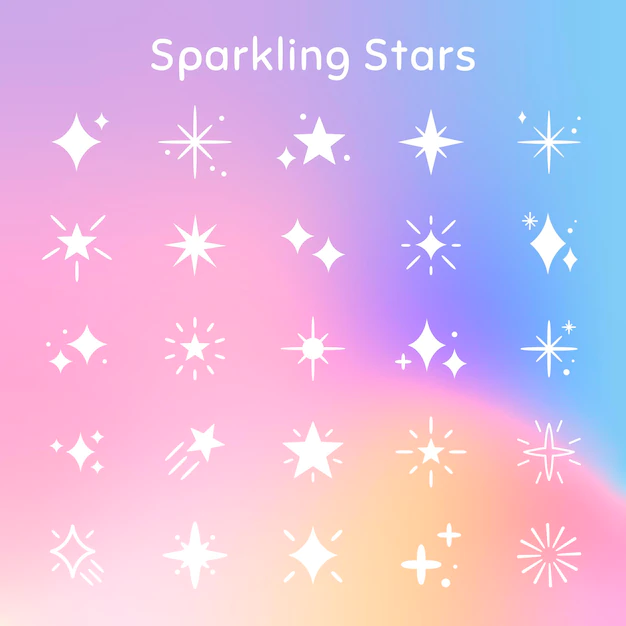 Free Vector | Sparkling stars vector icon set in flat style