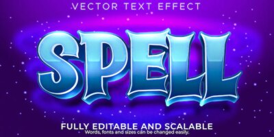 Free Vector | Spell magic text effect, editable cartoon and kids text style