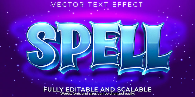 Free Vector | Spell magic text effect, editable cartoon and kids text style