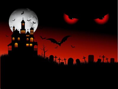 Free Vector | Spooky halloween scene with evil eyes