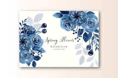 Free Vector | Spring blue flower card with watercolor