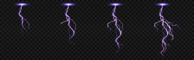 Free Vector | Sprite sheet with lightnings, thunderbolt strikes set for fx animation. realistic set of purple electric impact at night, sparking discharge of thunderstorm isolated on transparent background