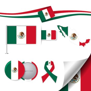 Free Vector | Stationery elements collection with the flag of mexico design