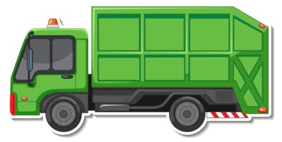 Free Vector | Sticker design with side view of dump truck isolated