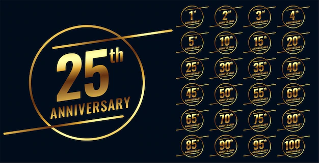 Free Vector | Stylish golden anniversary emblem big set