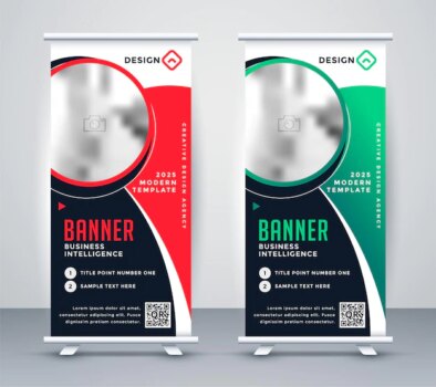 Free Vector | Stylish roll up business standee banner design