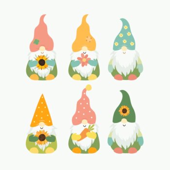 Free Vector | Summer gnomes set