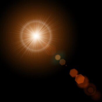 Free Vector | Summer sun with realistic lens flare lights and glow on black