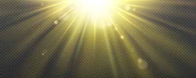Free Vector | Sun light effect with yellow rays and lens glare
