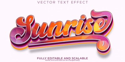 Free Vector | Sunrise text effect editable sunset and summer text style