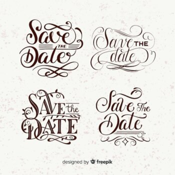 Free Vector | Sve the date vintage lettering collection