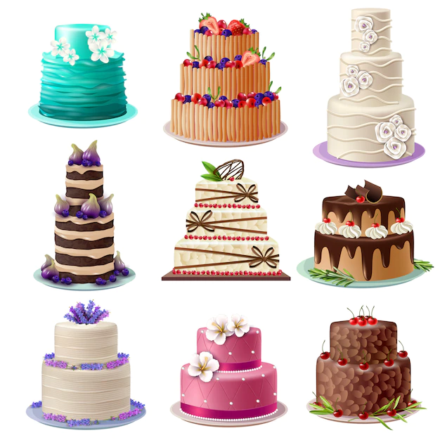 Free Vector | Sweet baked cakes set