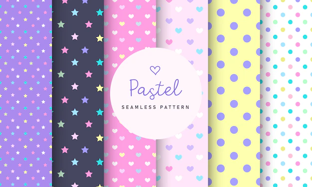 Free Vector | Sweet pastel seamless pattern collection.