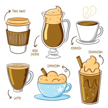 Free Vector | Take away coffee and coffee in mugs