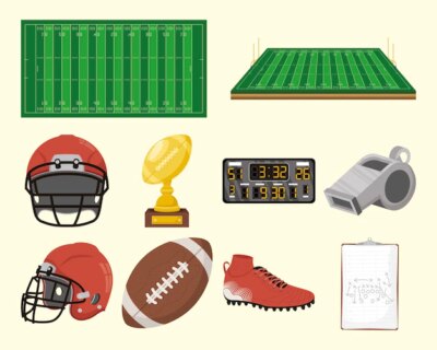 Free Vector | Ten american football set icons