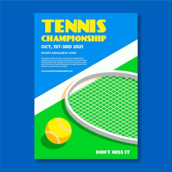 Free Vector | Tennis championship sporting event poster template