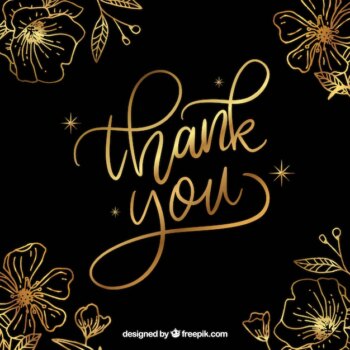 Free Vector | Thank you background with golden lettering