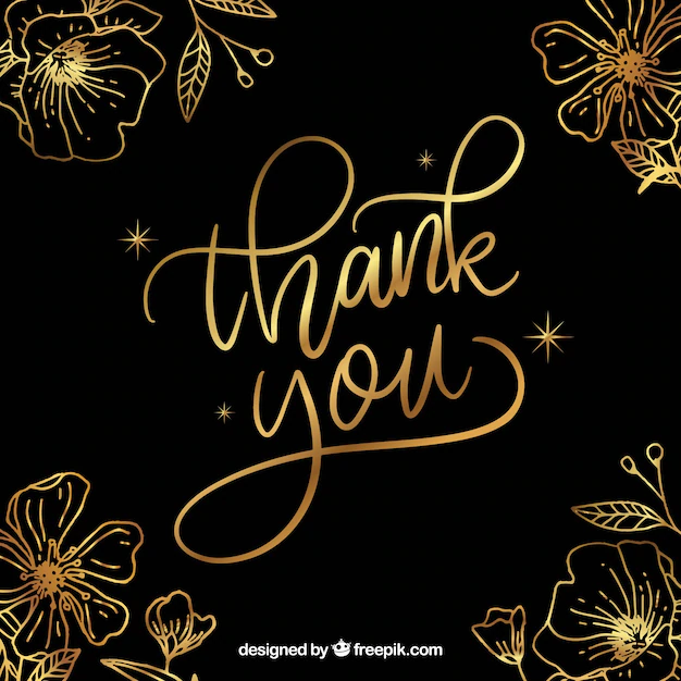 Free Vector | Thank you background with golden lettering