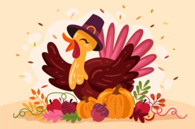 Free Vector | Thanksgiving background with happy turkey