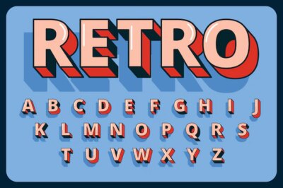 Free Vector | Three-dimensional colorful retro alphabet