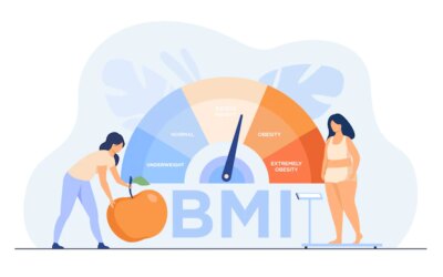 Free Vector | Tiny women near obese chart scales isolated flat vector illustration. cartoon female characters on diet using weight control with bmi. body mass index and medical fitness exercise concept