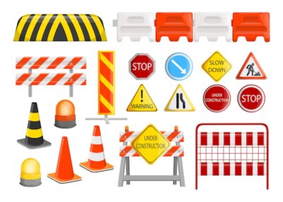 Free Vector | Traffic barriers collection