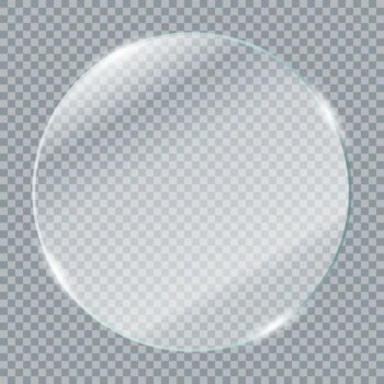 Free Vector | Transparent glass plates realistic transparent glass window in round frame vector illustration