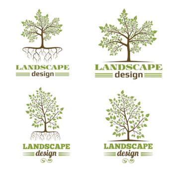 Free Vector | Tree with roots logo set