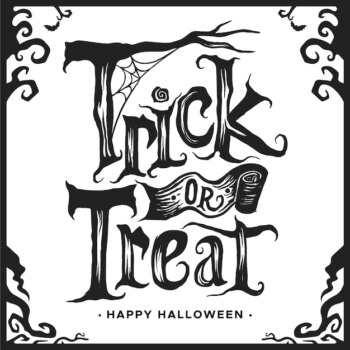 Free Vector | Trick or treat lettering white and black design