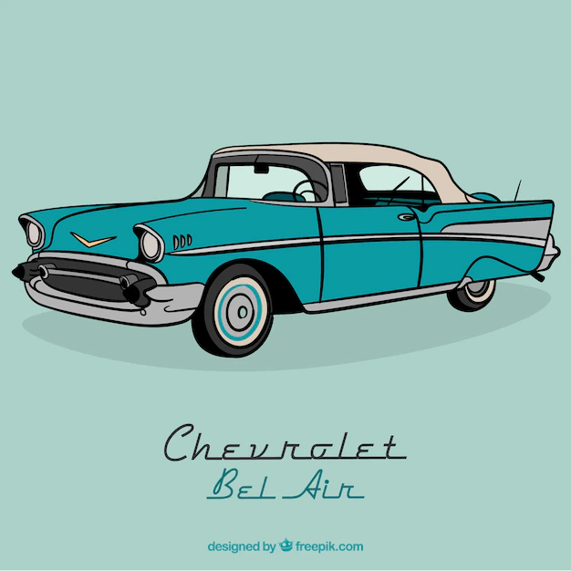 Free Vector | Turquoise retro car