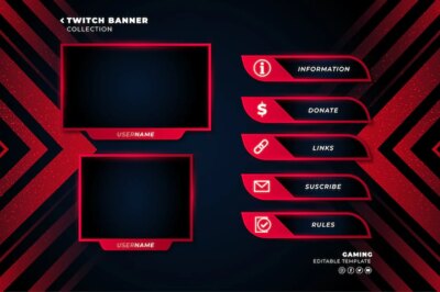 Free Vector | Twitch banner collection for live stream template