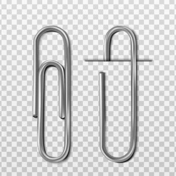 Free Vector | Two realistic metal paper clips with and without paper