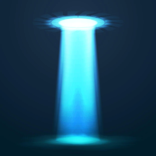 Free Vector | Ufo light. alien sky beams. ufo spaceship with beam, saucer ufo flying illustration