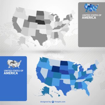 Free Vector | Usa maps with the states
