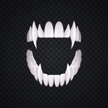 Free Vector | Vampire teeth realistic composition with isolated image of white predators teeth with fangs on transparent background vector illustration