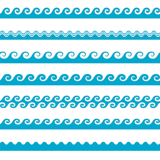 Free Vector | Vector blue wave icons set on white background. water waves