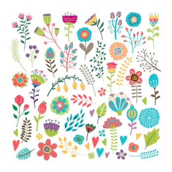 Free Vector | Vector hand drawn vintage floral elements