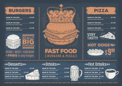 Free Vector | Vector illustration of a design fast food restaurant menu, a cafe with a hand-drawn graphics.