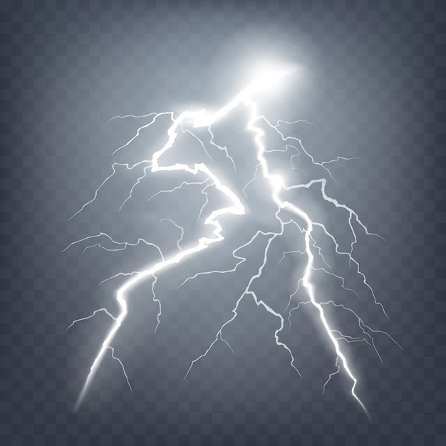 Free Vector | Vector illustration of a realistic style of bright glowing lightning isolated on a dark, natural light effect.