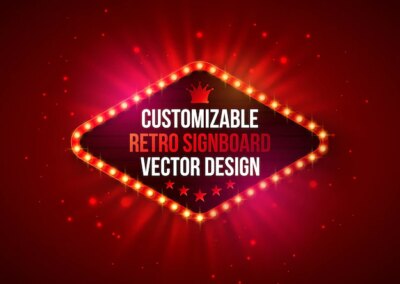 Free Vector | Vector retro billboard or lightbox illustration with light bulb frame on shiny red background