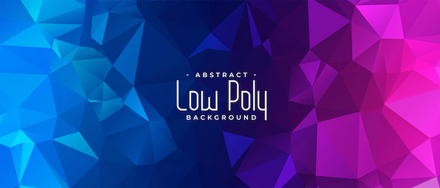 Free Vector | Vibrant blue and pink low poly abstract banner