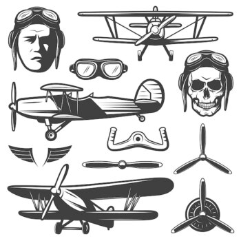 Free Vector | Vintage aircraft elements set