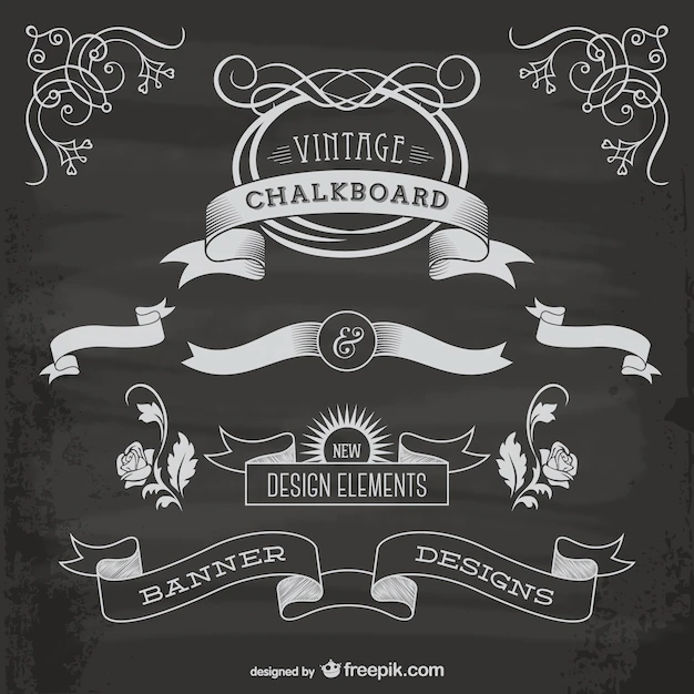 Free Vector | Vintage chalkboard ribbons collection