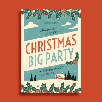 Free Vector | Vintage christmas party poster template