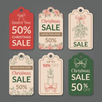 Free Vector | Vintage christmas sale tag collection